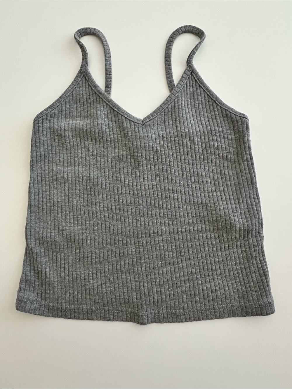 TopShop Ribbed V-Neck Cami Tank Top - Gray Size 2